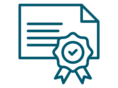 icon style license with seal and ribbon