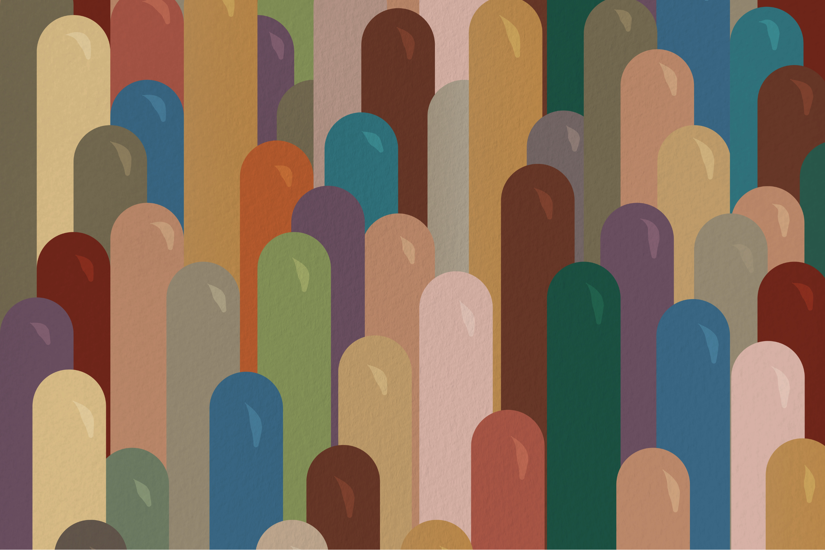 various rounded vertical lines in multiple earthy colors