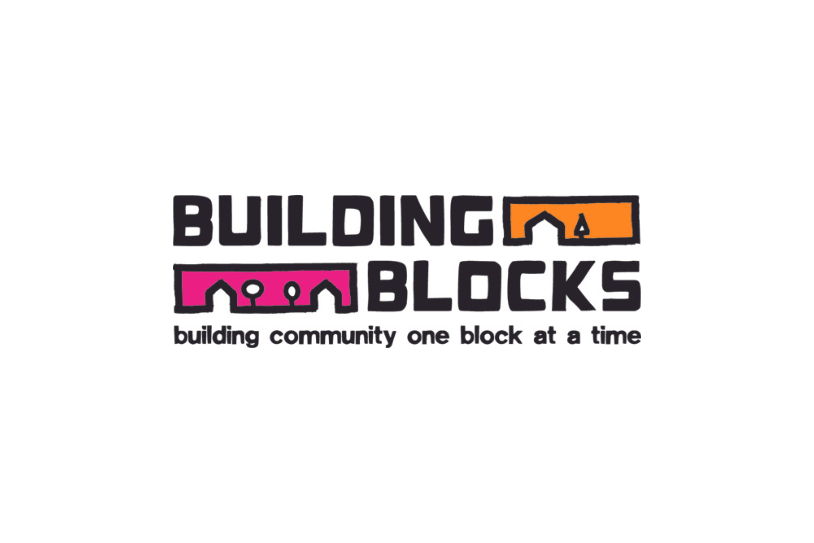 logo reads 'building blocks, building community one block at a time'
