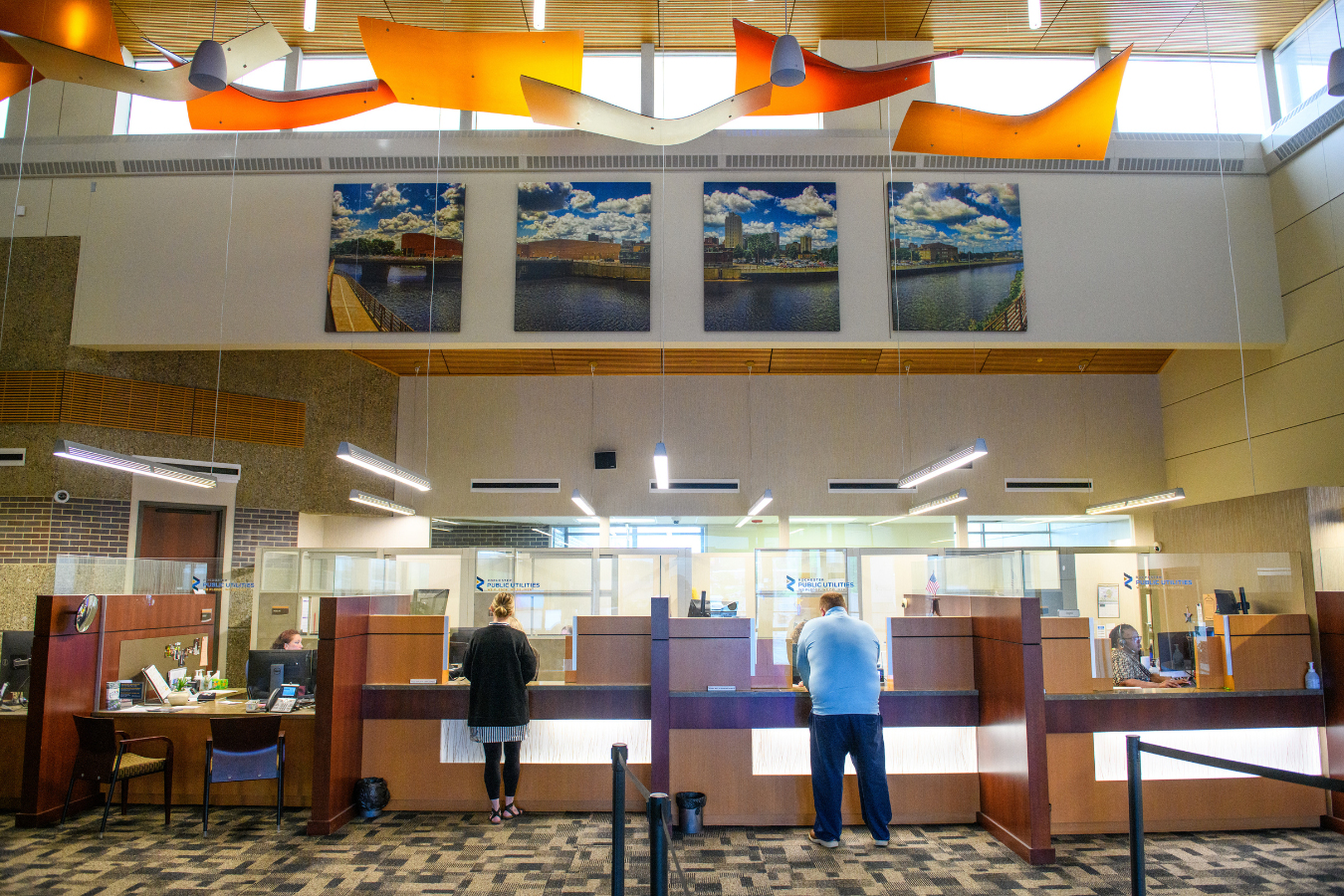 wide shot of the rochester public utilities lobby