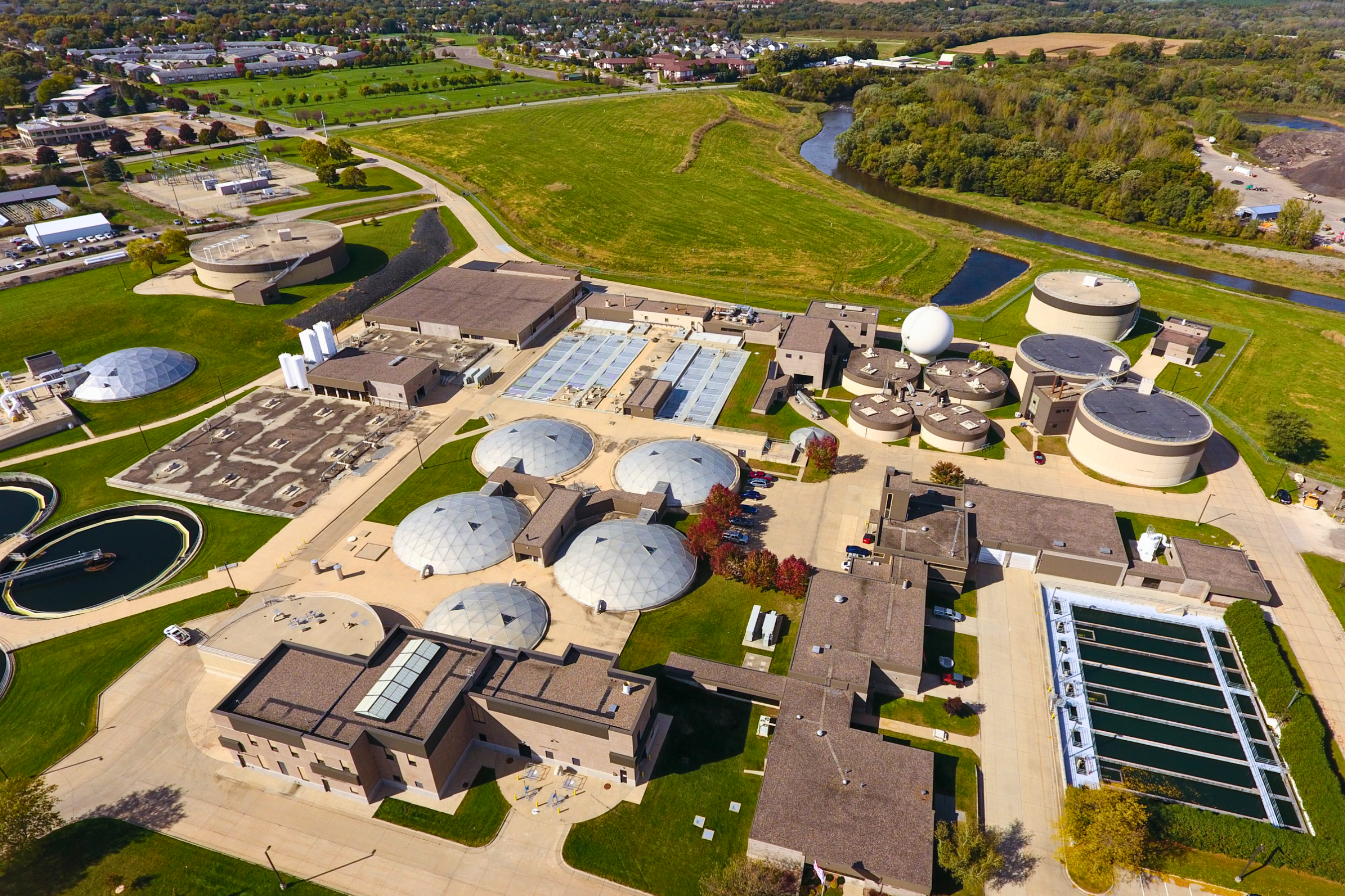 drone view of Rochester's water reclamation plant