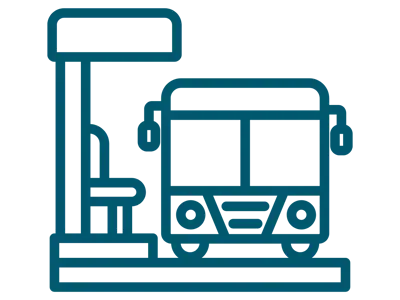 Icon style bus at bus stop