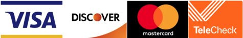 visa, discover, mastercard and telecheck logos