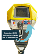 10 min meter showing where the TIME button is